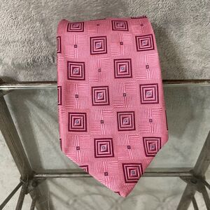 Robert Talbott Best of Class Repp Tie 100% silk made in USA Pink geometric